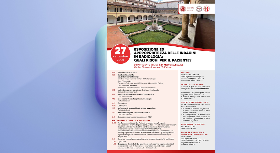 Clicca per accedere all'articolo Convegno Residenziale - Esposizione ed appropriatezza delle indagini in radiologia: quali rischi per il paziente?