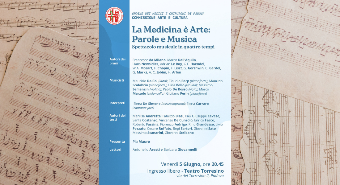 Clicca per accedere all'articolo Venerdì 5 giugno - La Medicina è Arte: Parole e Musica
