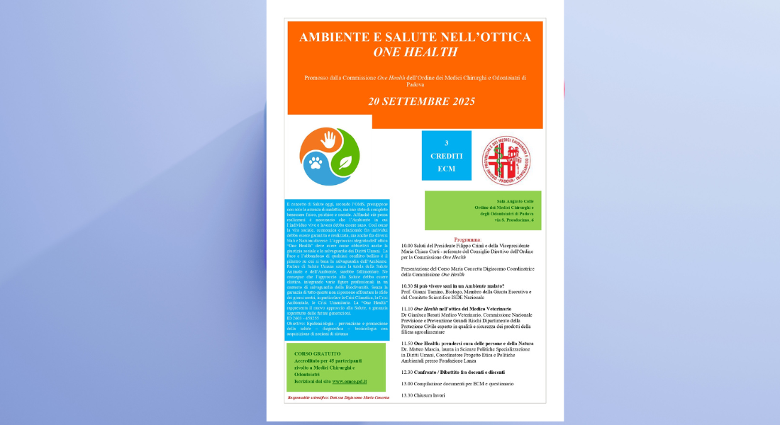 Clicca per accedere all'articolo Convegno Residenziale - Ambiente e Salute nell'ottica One Health